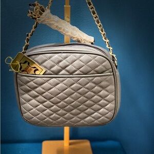 Quilted Leather Gray Crossbody Bag